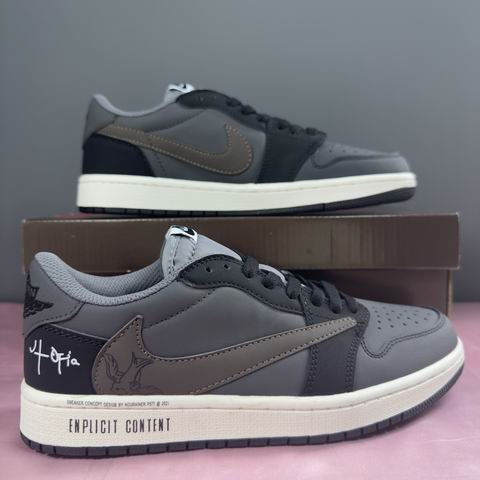 Cheap Air Jordan 1 Low White Grey Black Men's Women's Shoes-47